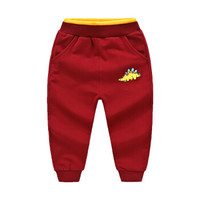 贝壳元素宝宝卡通束脚裤子 秋装新款男童童装儿童休闲长裤kzb587 酒红色 90cm