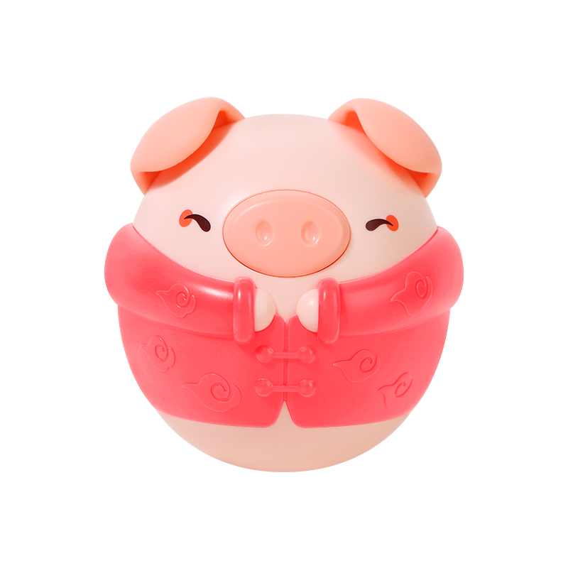 贝恩施不倒翁玩具宝宝益智点头娃娃3-6个月婴儿大号音乐早教0-1岁 【紫荆红】小猪不倒翁