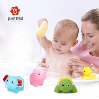 知识花园 婴幼儿玩具戏水玩具儿童洗澡玩具  小乌龟小鱼喷水玩具 戏水乌龟洗澡神器 宝宝洗澡玩具捞捞乐5件套