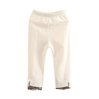 贝壳元素宝宝拼接打底裤 夏装新款女童童装儿童七分裤子kzb195 白色 100cm