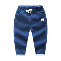 贝壳元素宝宝牛仔裤 秋装新款男童童装儿童松紧腰休闲长裤子kza869 星星口袋款 140码