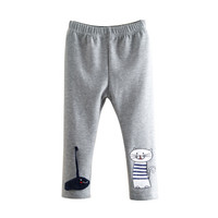 贝壳元素宝宝小猫打底裤 秋装新款女童童装卡通长裤子kza305 灰色 120cm