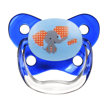 布朗博士（DrBrown’s）美国进口 全硅胶  新生婴儿蝴蝶型安抚奶嘴 （6-12个月）小象（深蓝）