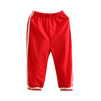 贝壳元素宝宝运动裤子夏装新款女童童装儿童宽松灯笼长裤kzc266 红色 90