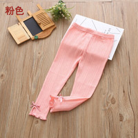 贝壳元素宝宝蝴蝶结打底裤 秋装新款女童童装儿童修身长裤kzc067 粉色 90cm