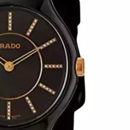 RADO 雷达 True Thinline真薄系列 R27742709 女士石英手表 29.5mm 黑盘 黑色硅胶表带 圆形