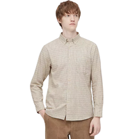 UNIQLO 优衣库 男士法兰绒翻领格子长袖衬衫428972 浅米色M
