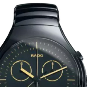 RADO 雷达 True真系列 R27814152 男士石英手表 44mm 黑盘 黑色陶瓷表带 圆形