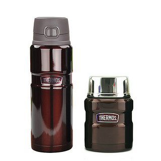 THERMOS 膳魔师 SK-4000+SK-3000 不锈钢保温杯焖烧杯套装 710ml+470ml 酒红色