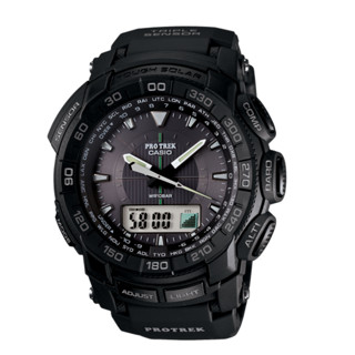 CASIO 卡西欧 PRO TREK系列 PRG550-1A1 男士太阳能手表 57mm 黑盘 黑色树脂表带 圆形