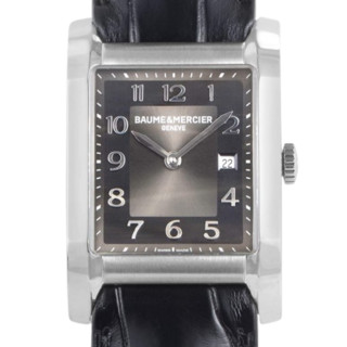 BAUME & MERCIER 名士 Hampton系列 MOA10019 女士石英手表 27mm 黑盘 黑色皮革表带 方形