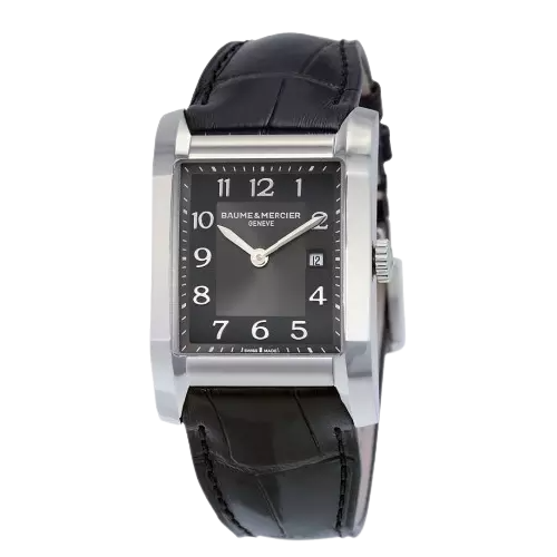 BAUME & MERCIER 名士 Hampton系列 MOA10019 女士石英手表 27mm 黑盘 黑色皮革表带 方形