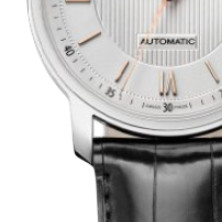 BAUME & MERCIER 名士 Classima系列 MOA10075 男士机械手表 42mm 银盘 黑色皮革表带 圆形