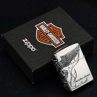 ZIPPO 之宝 哈雷系列 HDP-26 侧鹰发动机打火机 银色