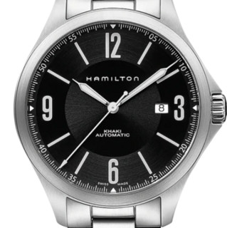 HAMILTON 汉米尔顿 卡其航空系列 H76665135 男士机械手表 42mm 黑盘 银色不锈钢表带 圆形