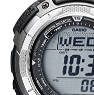 CASIO 卡西欧 PRO TREK系列 PAW1100T-7V 男士电波手表 52mm 灰盘 银色钛金属表带 圆形