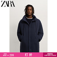 ZARA新款 男装 冬季连帽轻型中长款派克棉服外套 03286302401