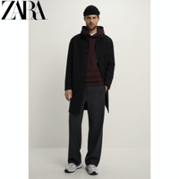 ZARA 00706382800 男装冬季立领纹理中长款呢大衣外套