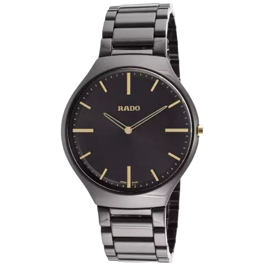 RADO 雷达 True Thinline真薄系列 R27741172 男士石英手表 38mm 黑盘 黑色陶瓷表带 圆形