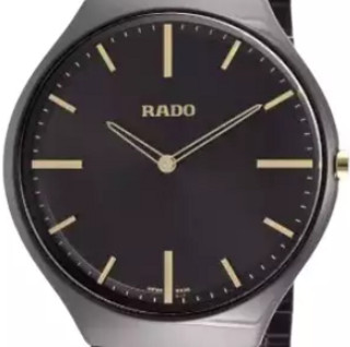 RADO 雷达 True Thinline真薄系列 R27741172 男士石英手表 38mm 黑盘 黑色陶瓷表带 圆形