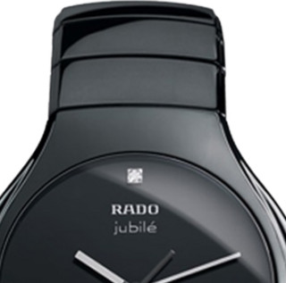 RADO 雷达 True真系列 R27653742 男士石英手表 40mm 黑盘 黑色陶瓷表带 圆形