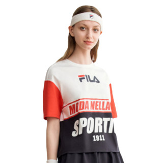 FILA 斐乐 女士运动T恤 F11W028139F 白/红/黑