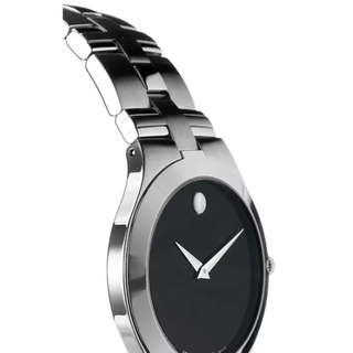 MOVADO 摩凡陀 Juro系列 0605023 男士石英手表 36mm 黑盘 银色不锈钢带 圆形