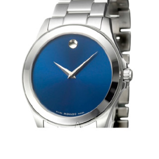 MOVADO 摩凡陀 Junior Sport尊动系列 0606116 男士石英手表 38mm 蓝盘 银色不锈钢带 圆形