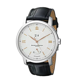 BAUME & MERCIER 名士 Classima系列 MOA10142 男士机械手表 42mm 白盘 黑色皮革表带 圆形