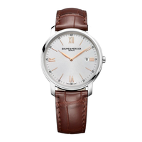 BAUME & MERCIER 名士 Classima系列 MOA08462 男士石英手表 42mm 白盘 棕色皮革带 圆形