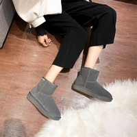 艾斯臣 ACESC 雪地靴女外穿ins潮百搭加绒棉鞋时尚短靴LAS73 灰色 38