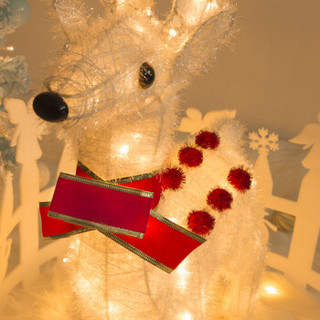 晟旎尚品 圣诞节装饰品挂件布置 75厘米白色圣诞鹿儿童圣诞礼物伸缩圣诞玩偶公仔摆件可变光带灯灯