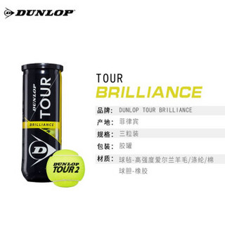 登路普DUNLOP 2020加亮网球Tour Brilliance黄罐训练练习比赛用球DTB601326