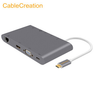 CABLE CREATION CD0444 Type-C扩展坞type-c转hdmi/vga typec转hdmi/千兆网卡转换器 USB-C拓展坞集线器hub