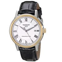 TISSOT 天梭 T-GOLD系列 T085.40.726.013.00 男士机械手表 40mm 白盘 黑色皮革表带 圆形