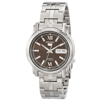 SEIKO 精工 SEIKO 5系列 SNKK79 男士机械手表 38mm 棕盘 银色不锈钢带 圆形