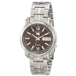 SEIKO 精工 SEIKO 5系列 SNKK79 男士机械手表 38mm 棕盘 银色不锈钢带 圆形