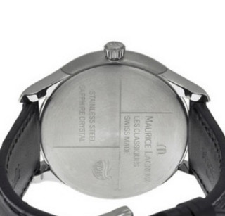 MAURICE LACROIX 艾美 典雅系列 LC1007-SS001-130 男士石英手表 38mm 银盘 黑色皮革表带 圆形