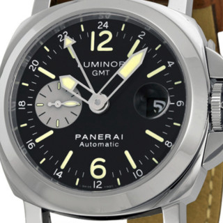 PANERAI 沛纳海 LUMINOR庐米诺系列 PAM00088 男士机械手表 44mm 黑盘 棕色皮革表带 酒桶形