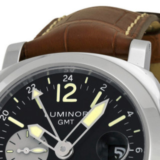 PANERAI 沛纳海 LUMINOR庐米诺系列 PAM00088 男士机械手表 44mm 黑盘 棕色皮革表带 酒桶形