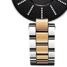 RADO 雷达 COUPOLE M 系列 R22850713 女士石英手表 32mm 黑盘 间金不锈钢表带 圆形