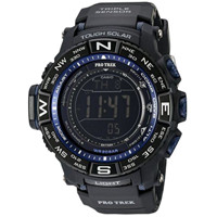 CASIO 卡西欧 PRO TREK系列 PRW-3500Y-1 男士电波手表 53.4mm 黑盘 黑色树脂表带 圆形