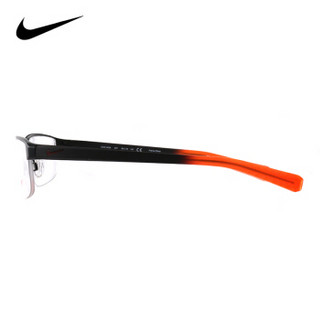 NIKE 耐克 中性款黑色镜框黑色橘色拼色镜腿半框光学眼镜架眼镜框 NIKE 8098 007 56MM