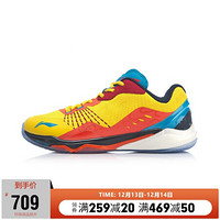 李宁 LI-NING 大圣男子低帮减震防滑羽毛球专业比赛鞋AYAP013-4 珞黄色/亮茄红/亮光蓝-4  40