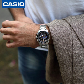 卡西欧（CASIO）手表 EDIFICE系列商务计时防水石英男表时尚腕表 黑盘钢带 EFV-590D-1A