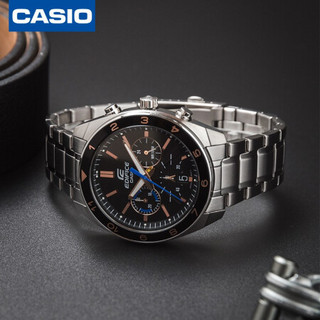 卡西欧（CASIO）手表 EDIFICE系列商务计时防水石英男表时尚腕表 黑盘钢带 EFV-590D-1A