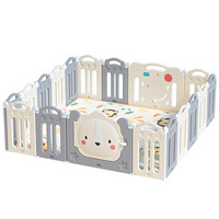 澳乐 儿童婴儿游戏围栏宝宝学步爬行垫家用室内外儿童游乐场安全护栏狮子折叠围栏 高级灰12+2