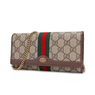 GUCCI 古驰 女士帆布卡包 546592 96IWS 8745 米色/乌木色