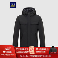 HLA海澜之家羽绒服男简约净色连帽2020冬季多口袋保暖羽绒外套男HWRAD4Q031A黑色(61)165/84A(46)