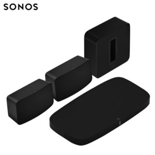 SONOS PLAYBASE+SUB+Five×2 家庭影院音响 环绕音箱5.1声道 家庭影院 电视音箱套装 后环绕升级版（黑色）